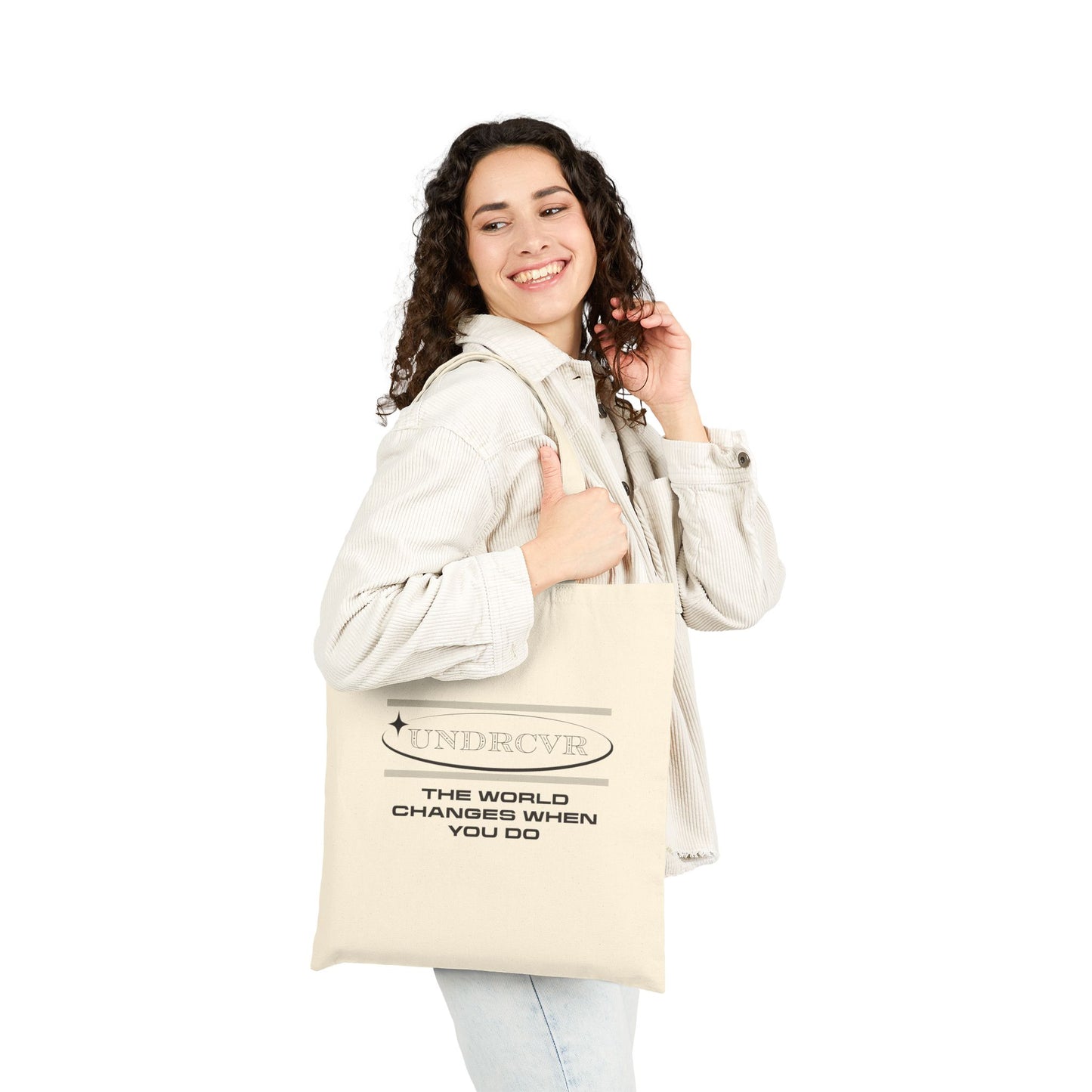 15"x16" Canvas Tote Bag — UNDRCVR “The World Changes When You Do”