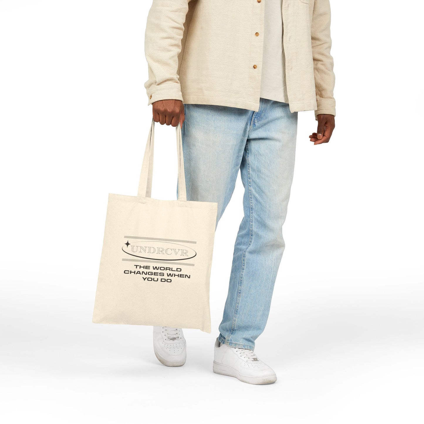 15"x16" Canvas Tote Bag — UNDRCVR “The World Changes When You Do”