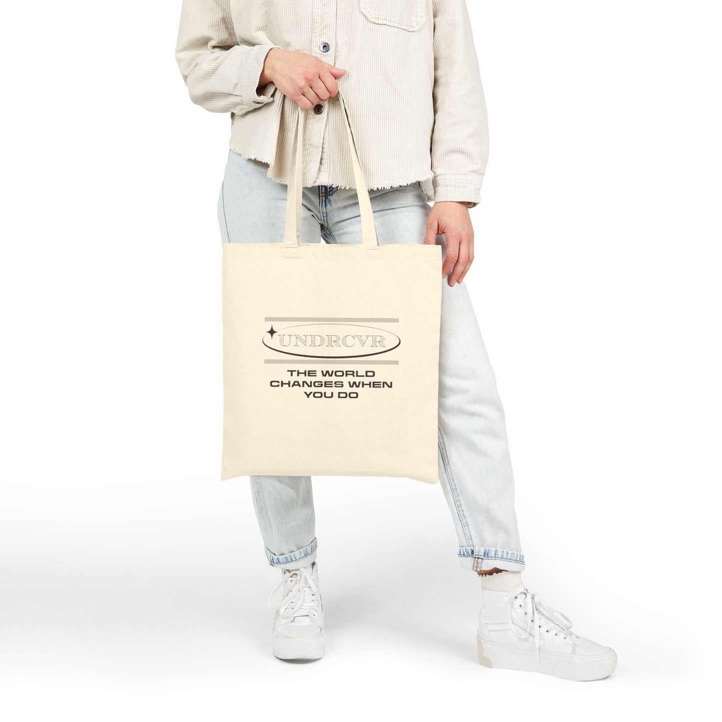 15"x16" Canvas Tote Bag — UNDRCVR “The World Changes When You Do”