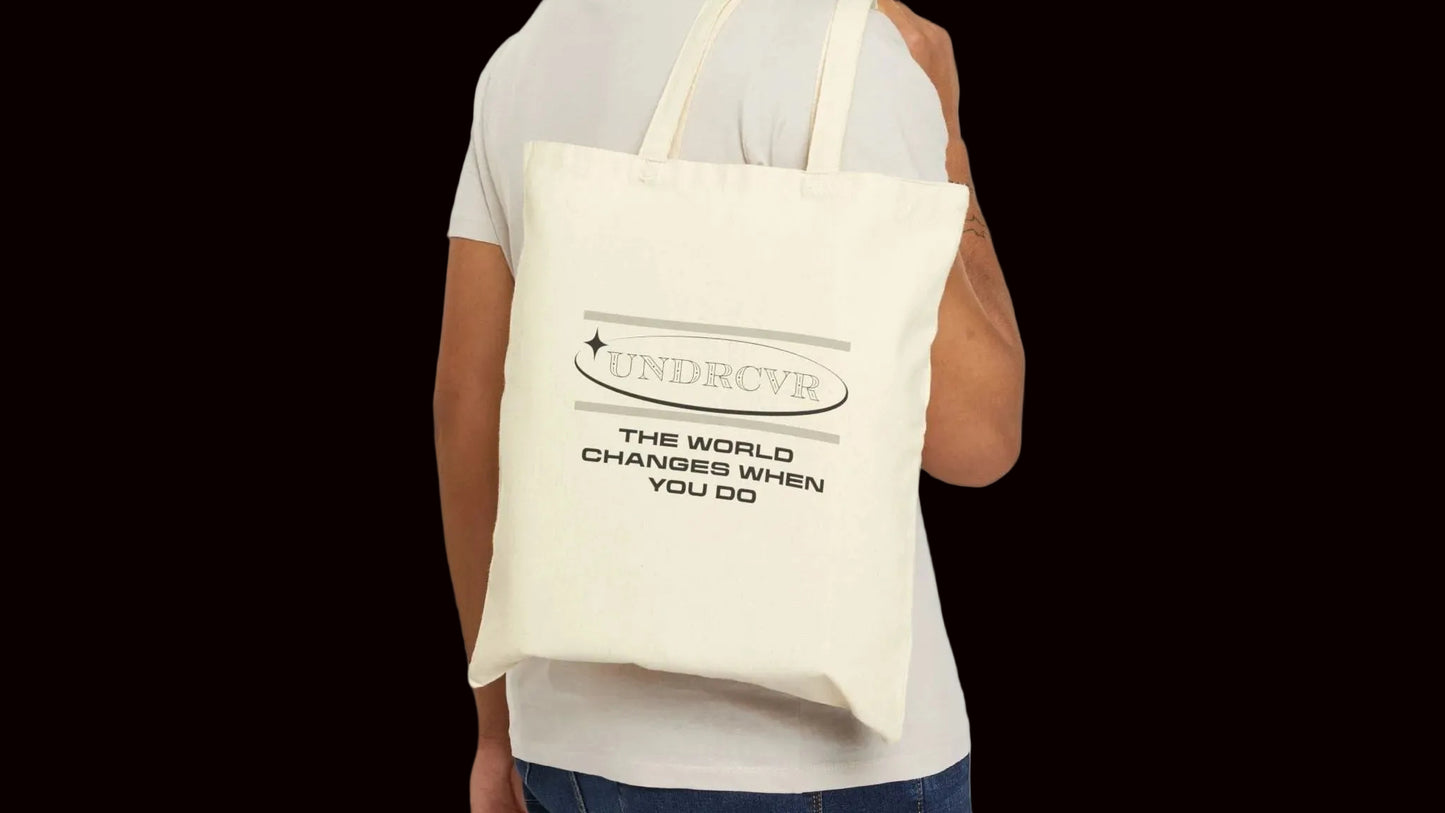 15"x16" Canvas Tote Bag — UNDRCVR “The World Changes When You Do”