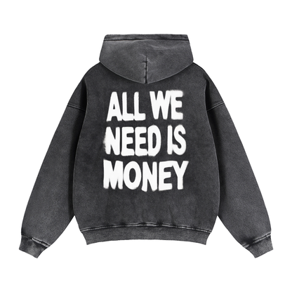 All We Need Zip Hoodie - Washed Black