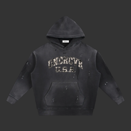 UNDRCVR USA Distressed Hoodie - Vintage Black