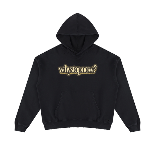 Why Stop Now? Hoodie - Washed Black