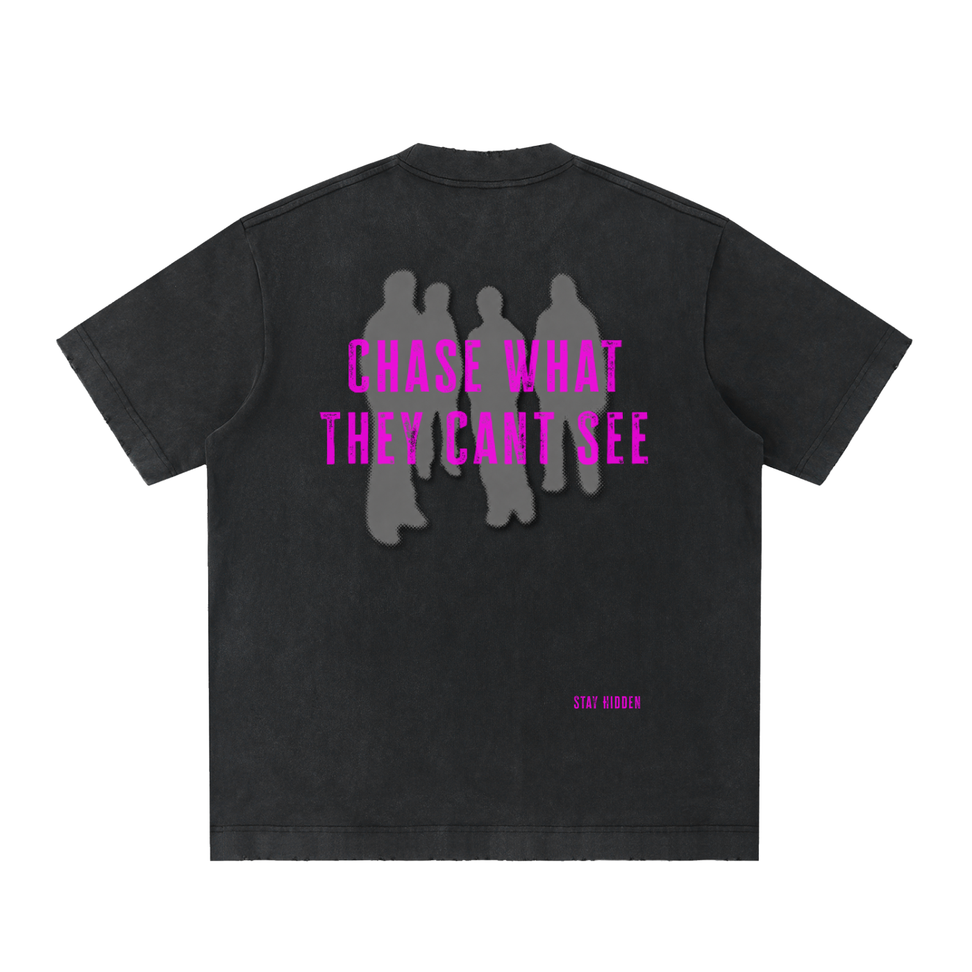 Chase What They Can't See Tee - Washed Black and White